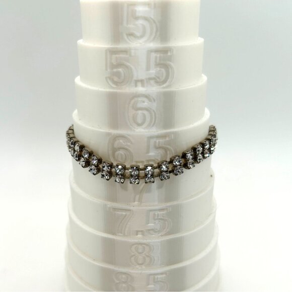 Vintage 2 Strand Rhinestone Bracelet With Fold Over Clasp - Picture 11 of 12